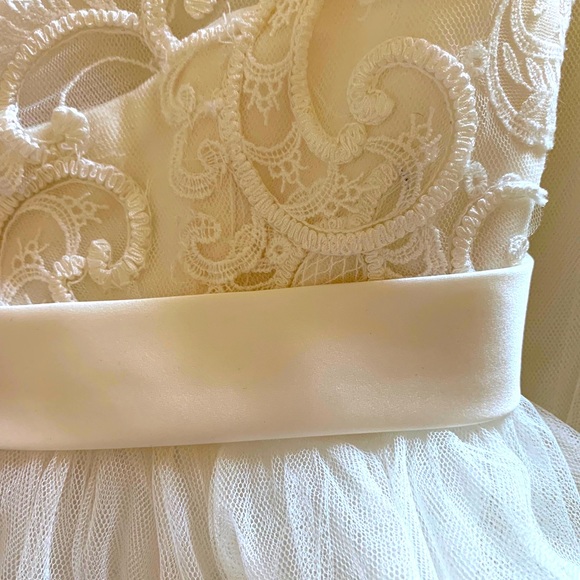 David’s Bridal Tulle Wedding Dress with Lace Illusion Neckline - Picture 6 of 14